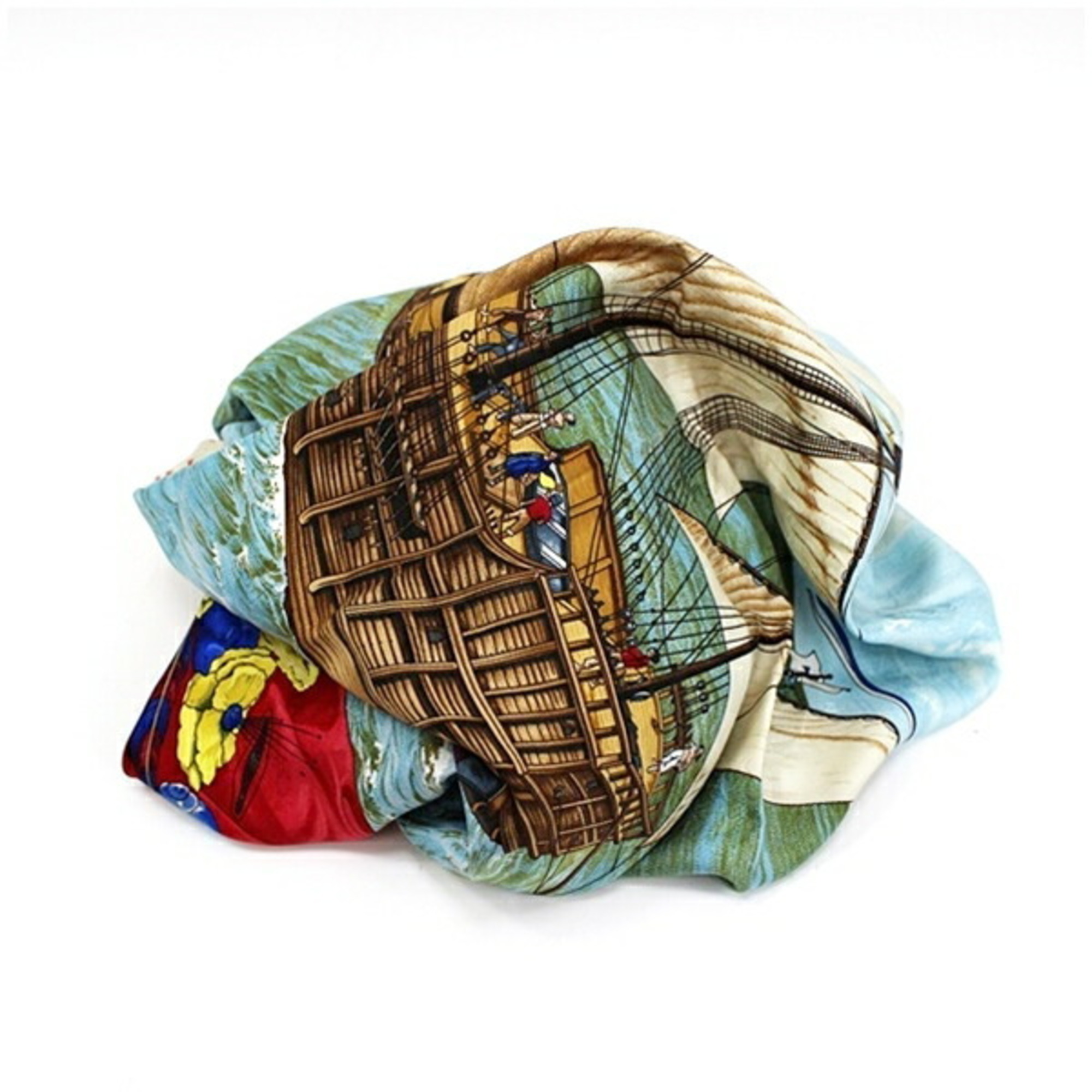 Hermes Silk Scarf Muffler Carre 90 Christopher Columbus Christophe Colomb decouvre 1Amerique 12 Octobre 1492 Blue HERMES Ladies