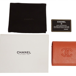CHANEL Cocomark Trifold Wallet A70796 Coral Pink Orange 28th Series Women's