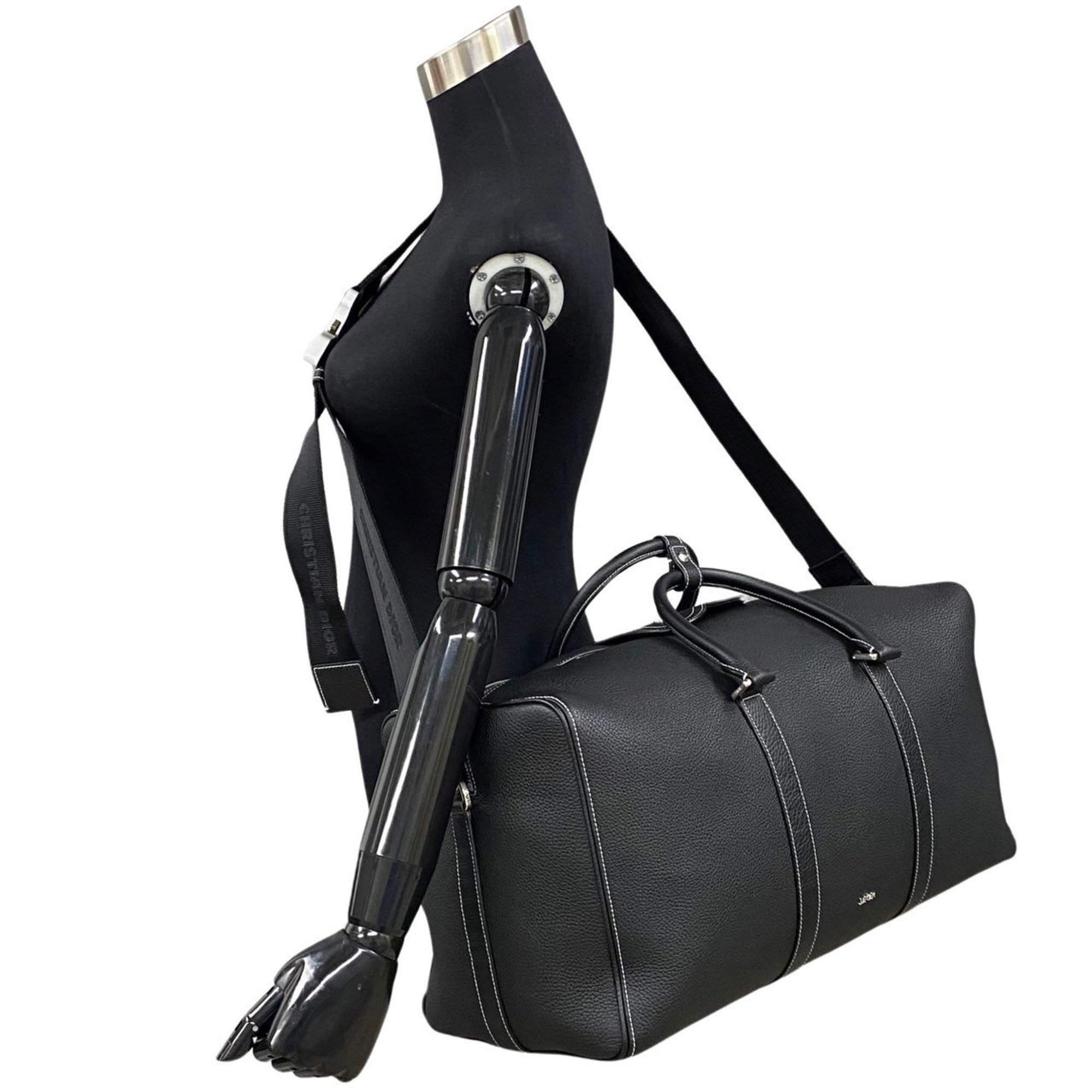 Christian Dior Lango 50 Hardware Leather 2way Boston Bag Shoulder Black 30515