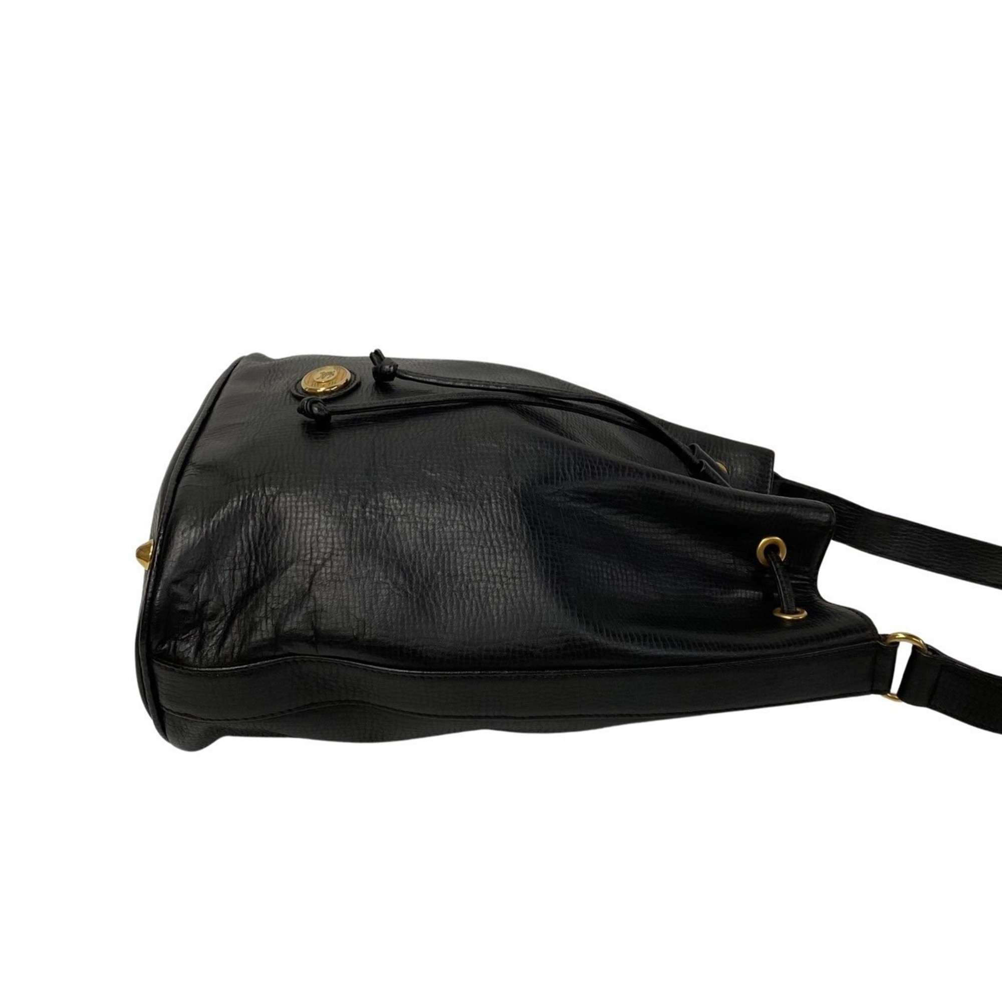 Burberrys Nova Check Hardware Leather Shoulder Bag Sacoche Black 21185