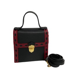YVES SAINT LAURENT Metal fittings cutout leather 2way shoulder bag handbag black 24880