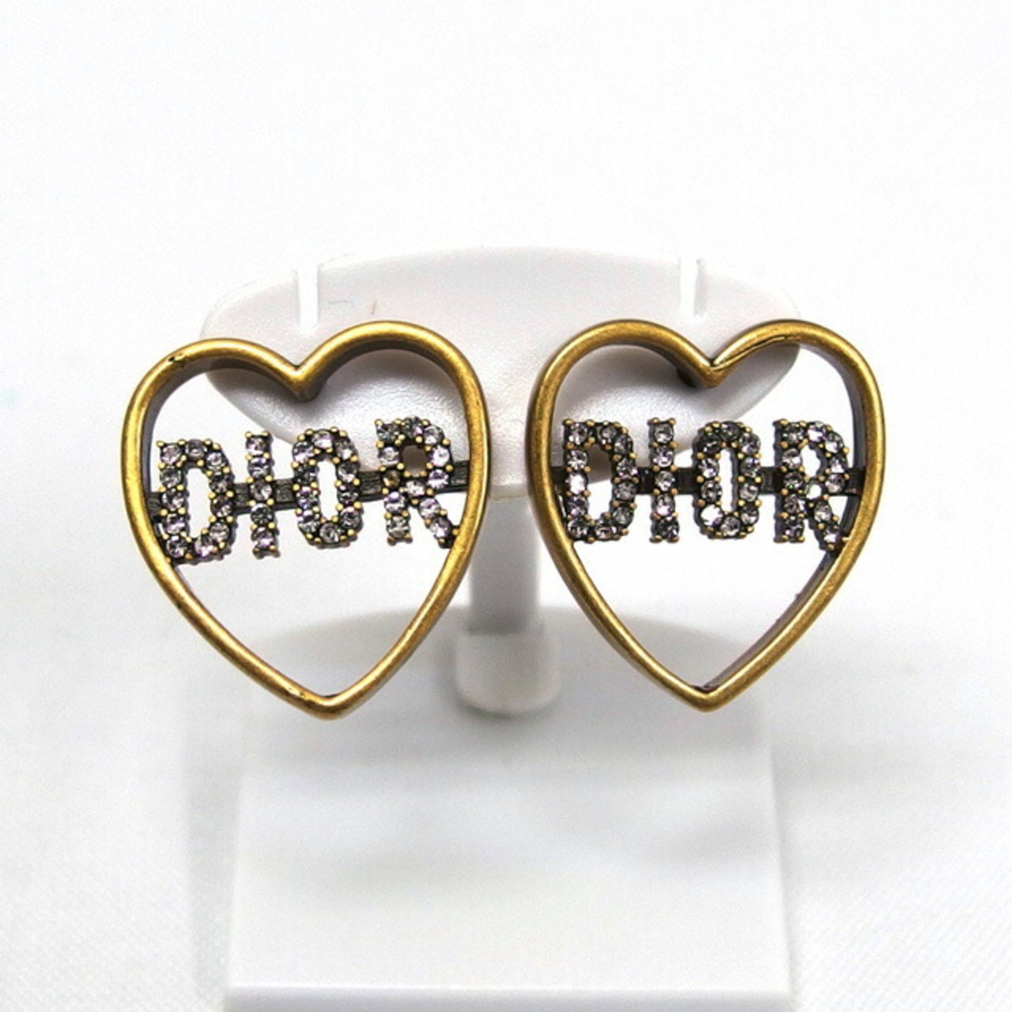 Christian Dior Open Heart Rhinestone Earrings