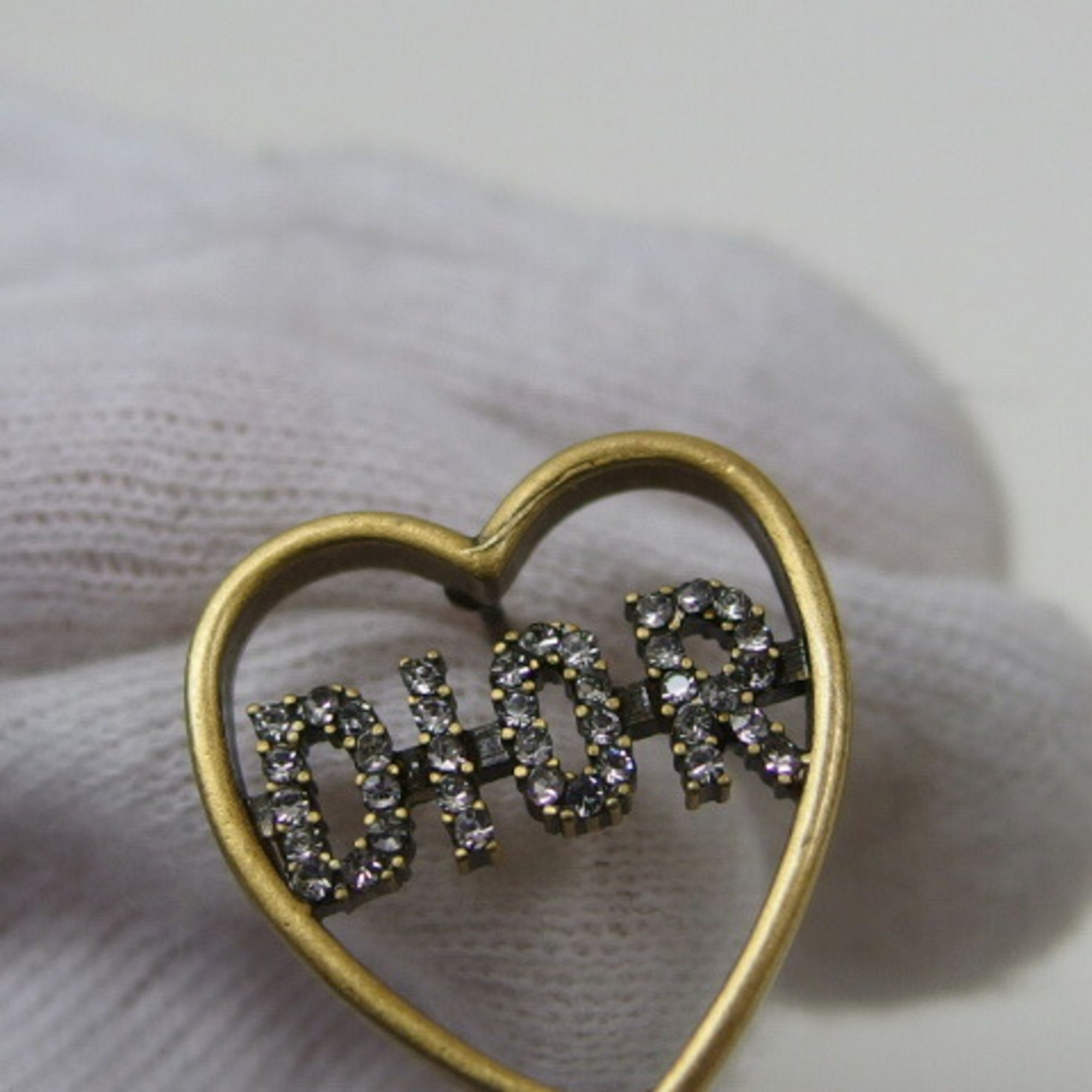 Christian Dior Open Heart Rhinestone Earrings