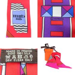 HERMES Scarf Muffler Twilly Silk Red/Multicolor Women's