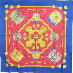 HERMES Scarf Muffler Carre90 LES TAMBOURS Silk Multicolor Ladies