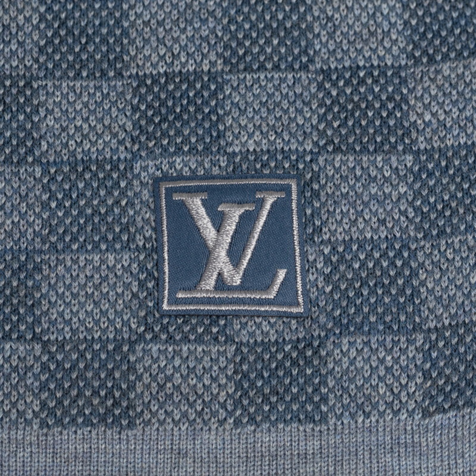 Louis Vuitton Damier Echarpe Petit Scarf M70929 Blue Navy Wool Men's LOUIS VUITTON