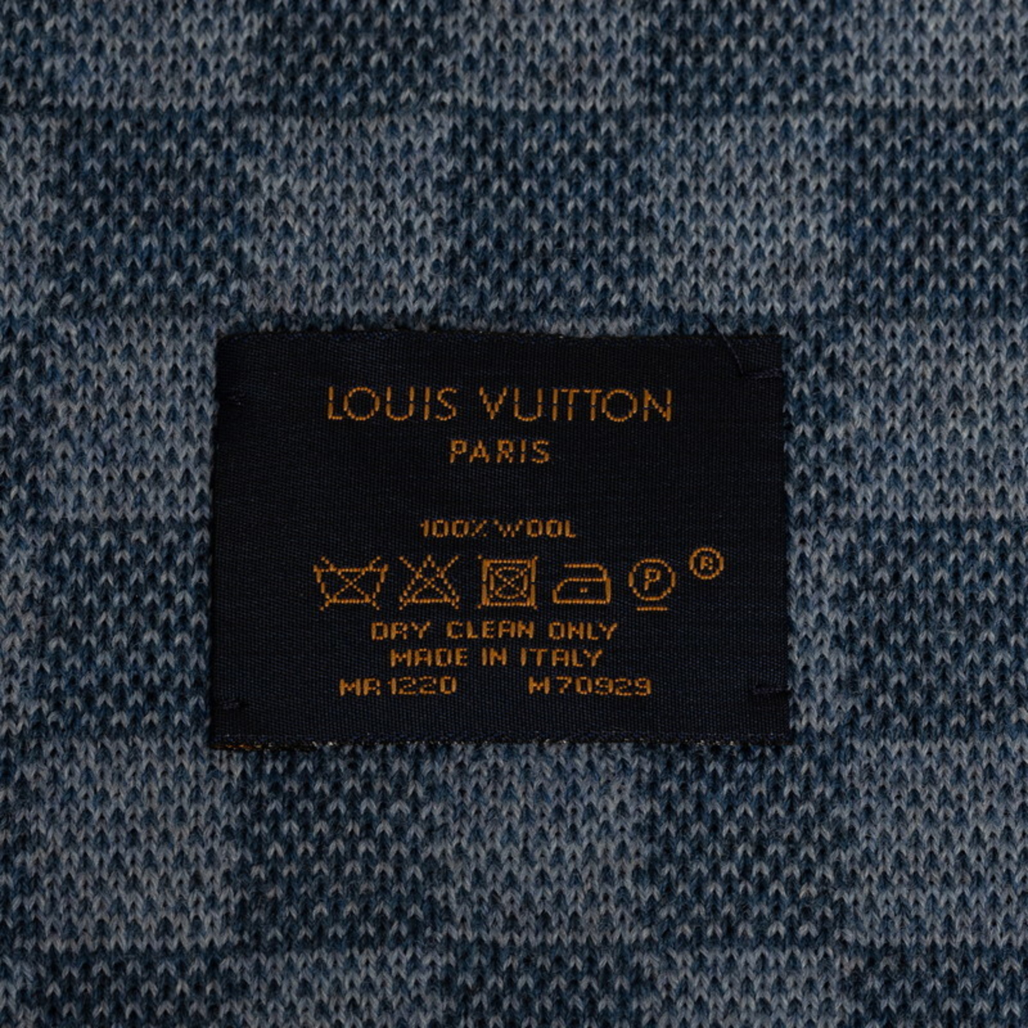 Louis Vuitton Damier Echarpe Petit Scarf M70929 Blue Navy Wool Men's LOUIS VUITTON