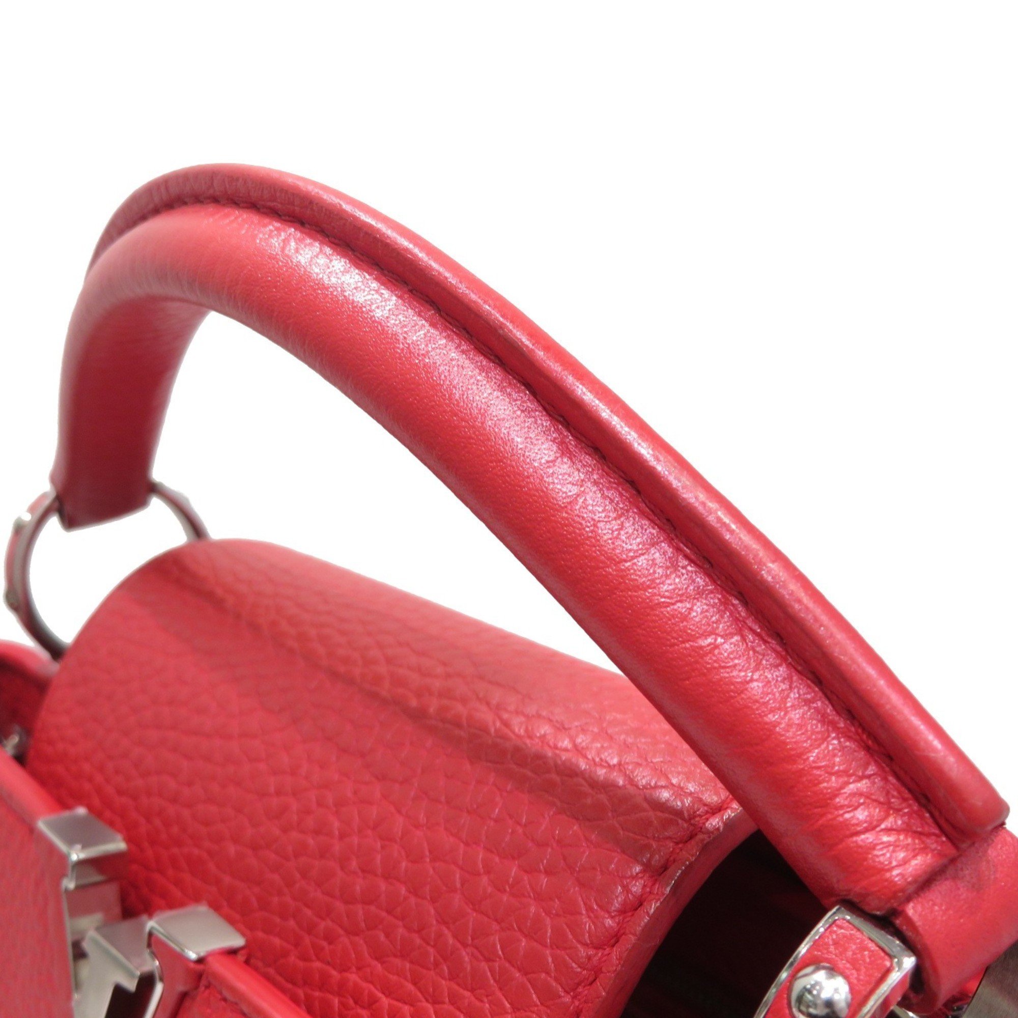 LOUIS VUITTON Capucines BB M94754 Handbag Shoulder Bag Red Taurillon Leather Women Men