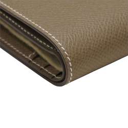 HERMES Bearn Compact Wallet Folding Etoupe/SV Hardware Epson Y Engraved Men's Women's