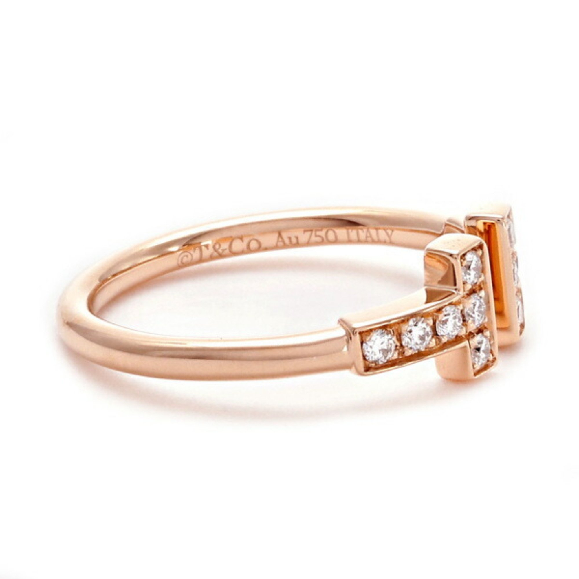 Tiffany T Diamond Wire Ring K18PG Pink Gold
