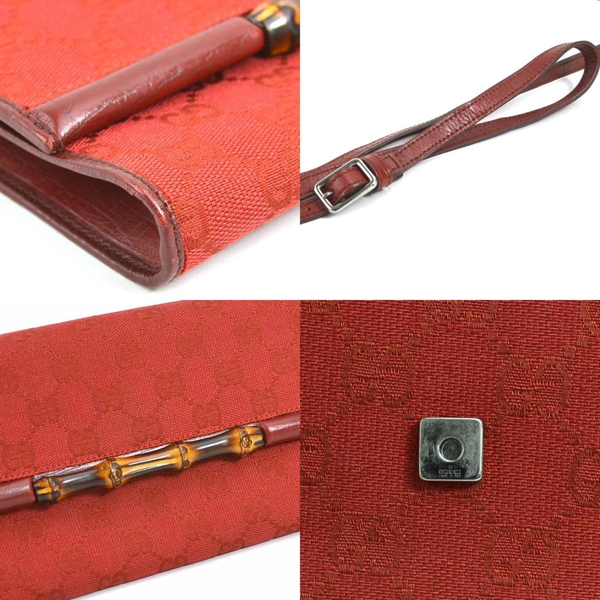 GUCCI Crossbody Shoulder Bag Bamboo GG Canvas Red Series Women's 117594