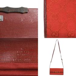 GUCCI Crossbody Shoulder Bag Bamboo GG Canvas Red Series Women's 117594