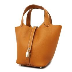 Hermes Handbag Picotan Lock PM U Engraved Taurillon Clemence Gold Ladies