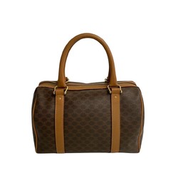 CELINE Macadam Blason Triomphe Pattern Leather Handbag Boston Bag Brown 21388