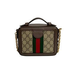 GUCCI Gucci Ophidia GG Supreme Sherry Line Leather Chain Shoulder Bag Pochette Sacoche Brown 20728
