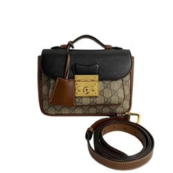 GUCCI Gucci Padlock GG Leather 2way Handbag Shoulder Bag Pochette Brown 57824