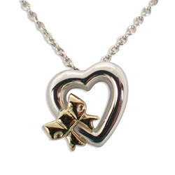 TIFFANY 925 750 heart ribbon combination pendant necklace
