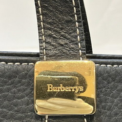 Burberry Leather Canvas Nova Check Tote Bag Shoulder Women's