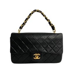 CHANEL Chanel Matelasse Lambskin Leather Chain Handbag Black 51446