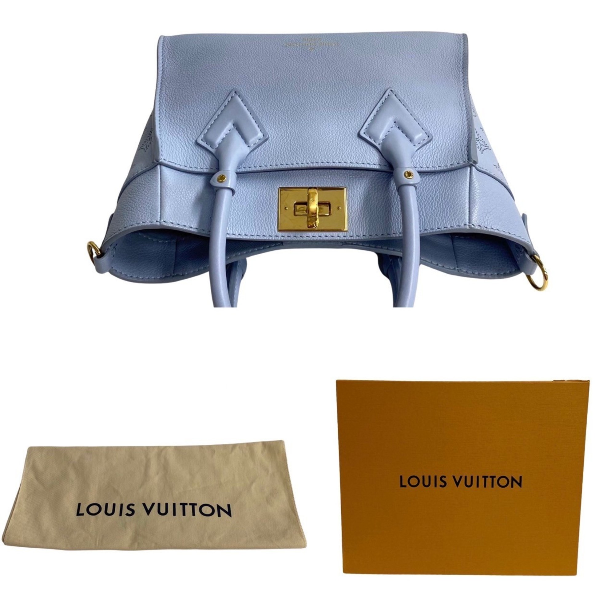 LOUIS VUITTON Monogram Mahina On My Side PM Leather 2way Handbag Shoulder 90609