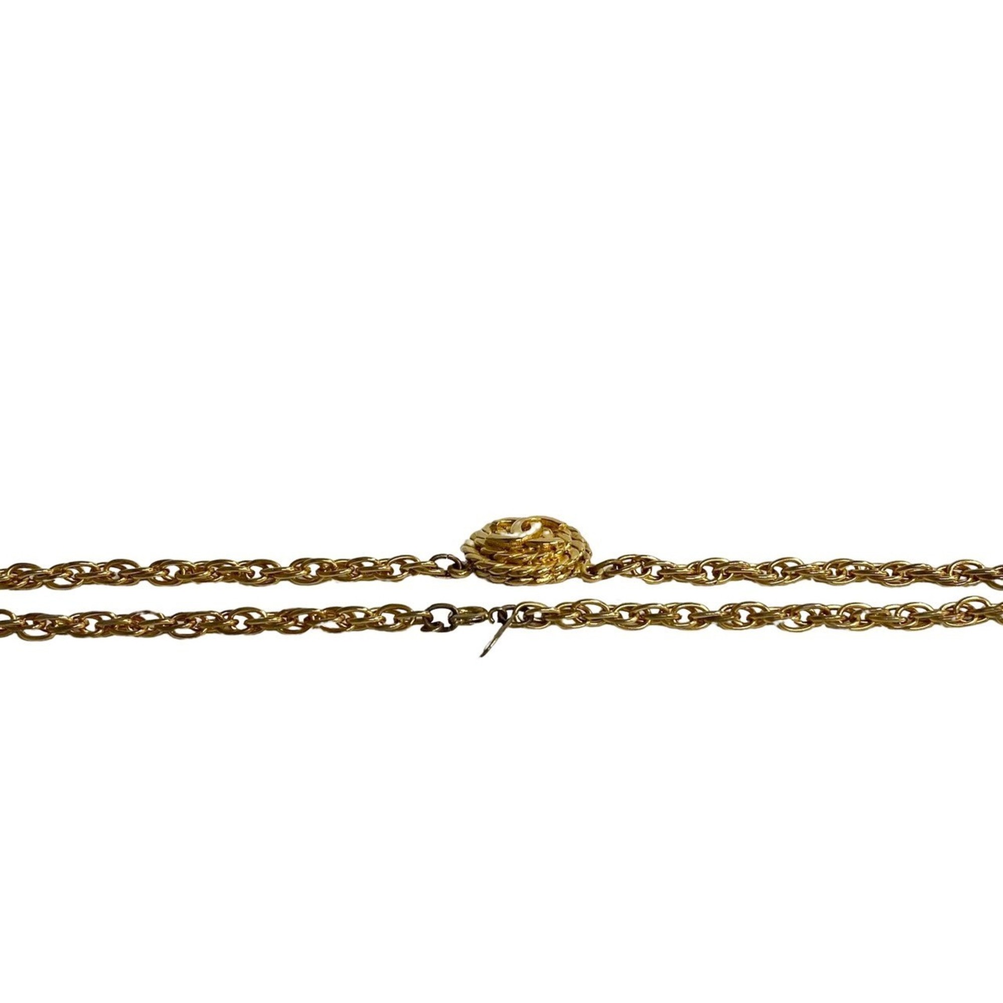 CHANEL Cocomark Motif Chain Necklace Pendant Gold 45387