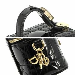 Christian Dior Lady Micro Vanity 2way Hand Shoulder Bag Enamel Black Case