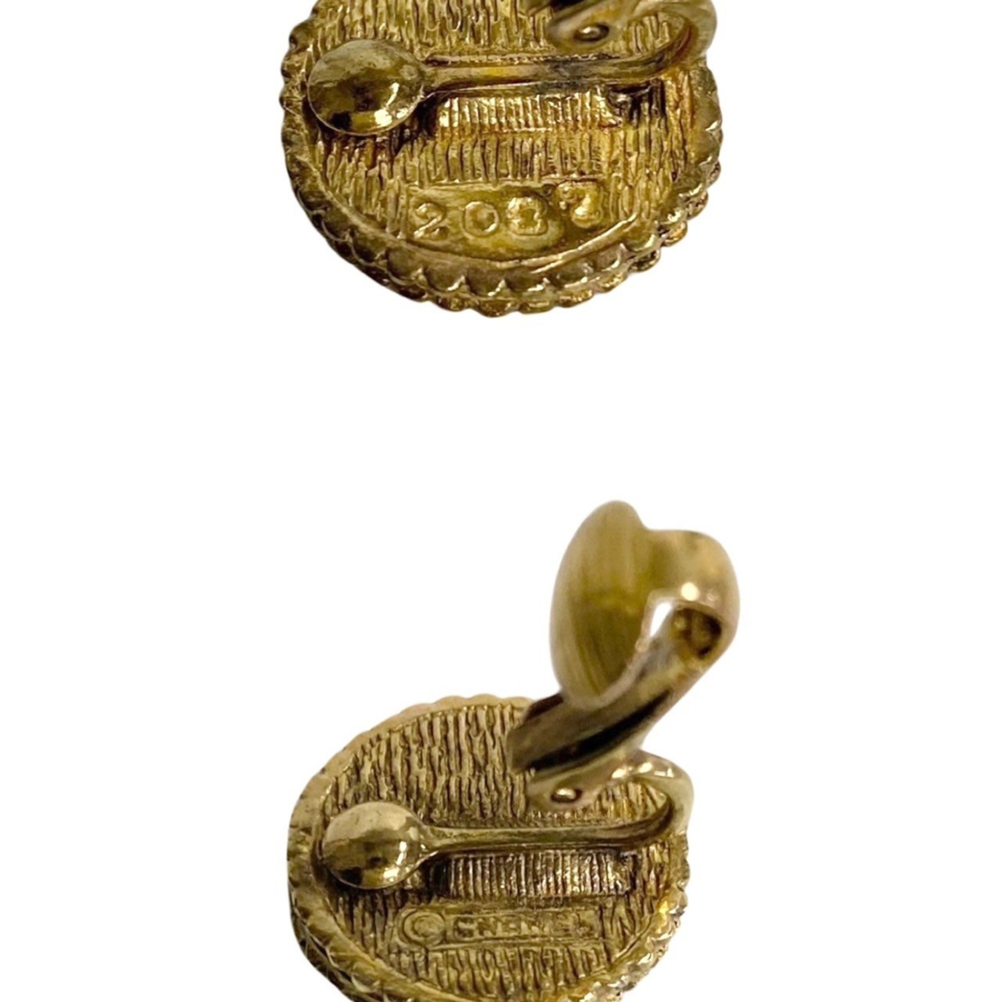 CHANEL Cocomark Motif Earrings Accessories Gold 08877
