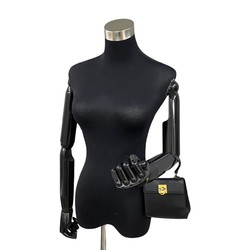 CELINE Ring Hardware Calf Leather Handbag Pouch Black 68803