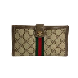 GUCCI Old Gucci Sherry Line GG Hardware Leather Long Wallet Brown 99622