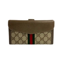 GUCCI Old Gucci Sherry Line GG Hardware Leather Long Wallet Brown 99622