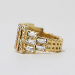 Christian Dior Ring Gold S() Rhinestone Bijou Women's