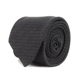 FENDI Zucca pattern silk tie charcoal gray black luxury men's