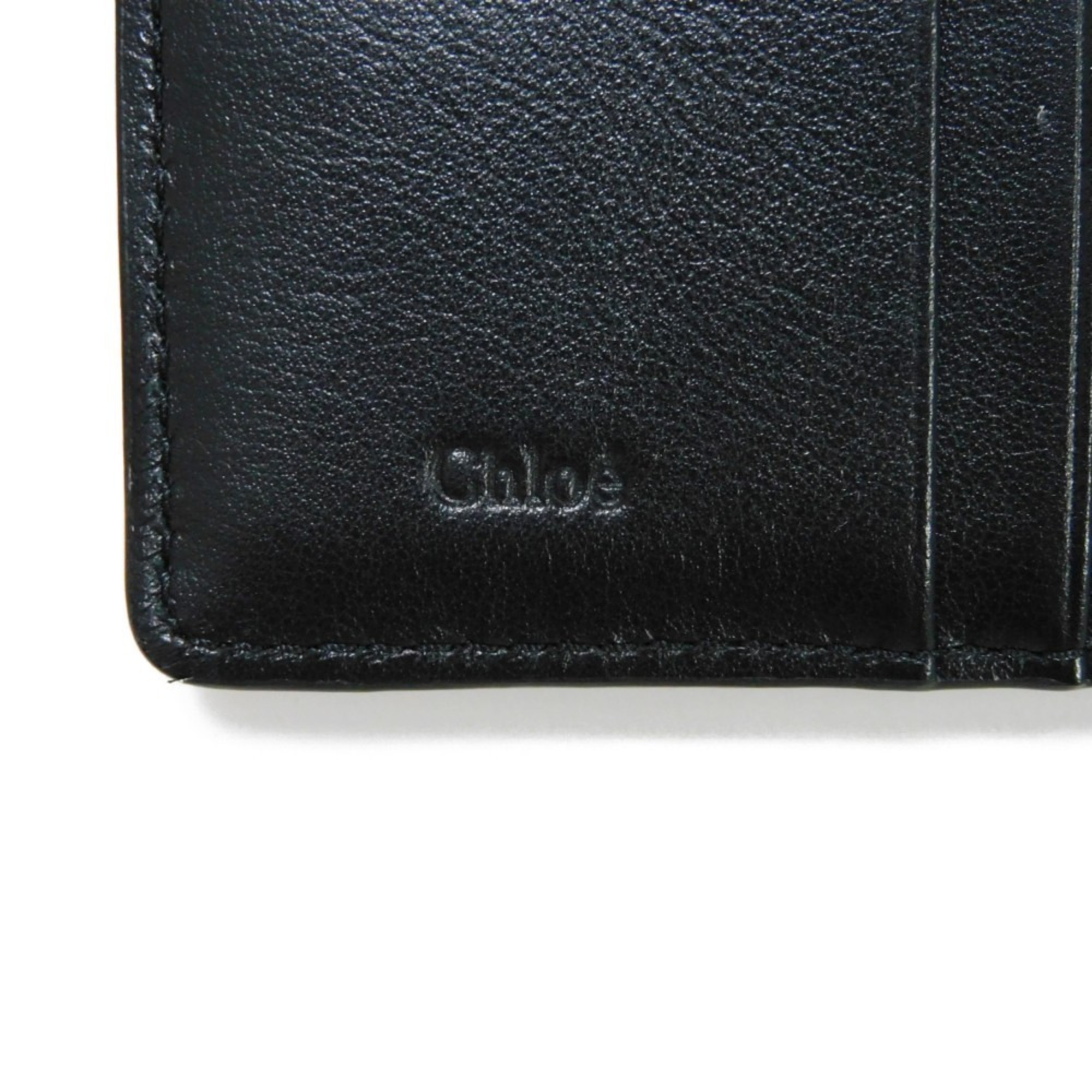 Chloé Chloe Bifold Wallet Sense Compact SENSE Calf Smooth Leather Stitching Black CHC23SP867 I10 Women's