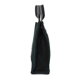 HERMES Tote Bag Fool Toe PM Black Gray Striped Bicolor Handbag Serie Button Cotton Men's Women's