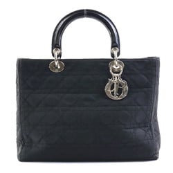 Christian Dior Handbag Lady Nylon/Leather Black Silver Ladies