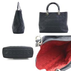 Christian Dior Handbag Lady Nylon/Leather Black Silver Ladies