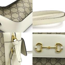 GUCCI Crossbody Shoulder Bag GG Supreme PVC/Leather Beige/White Gold Women's 645454