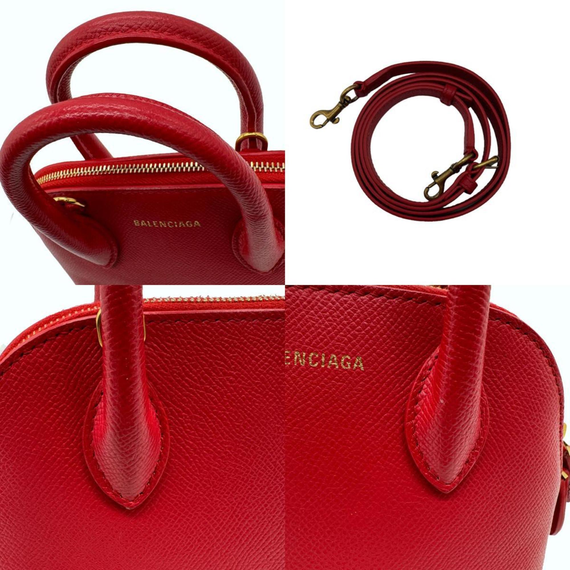 BALENCIAGA Handbag Crossbody Shoulder Bag Ville Top Handle XXS Leather Red Ladies 525050