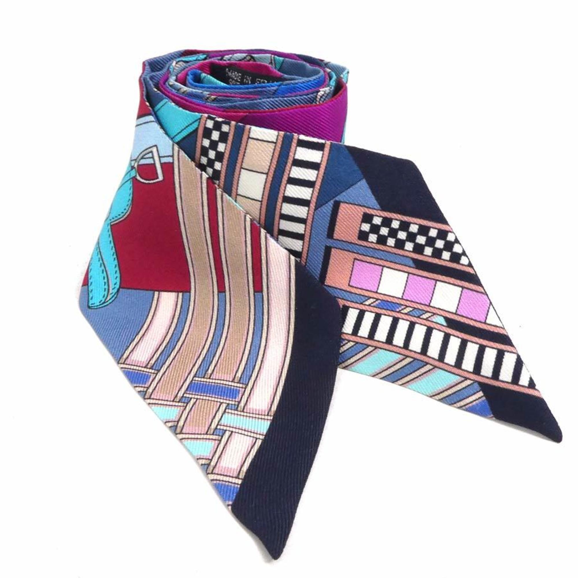 HERMES Scarf Muffler Twilly Silk Multicolor Women's