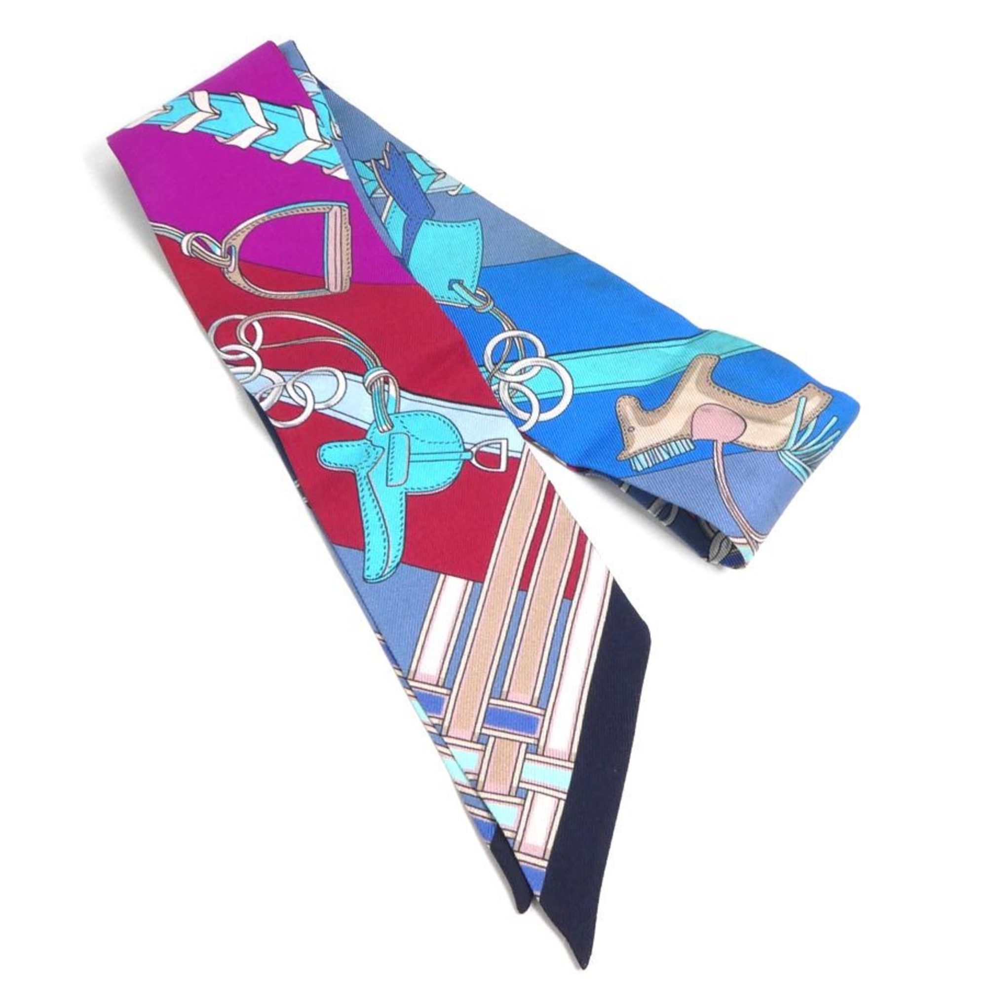 HERMES Scarf Muffler Twilly Silk Multicolor Women's