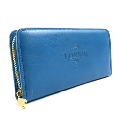 LOEWE Round zipper long wallet leather blue gold unisex