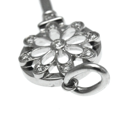 Tiffany Floral Key Charm White Gold (18K) Diamond Men,Women Fashion Pendant Necklace (Silver)