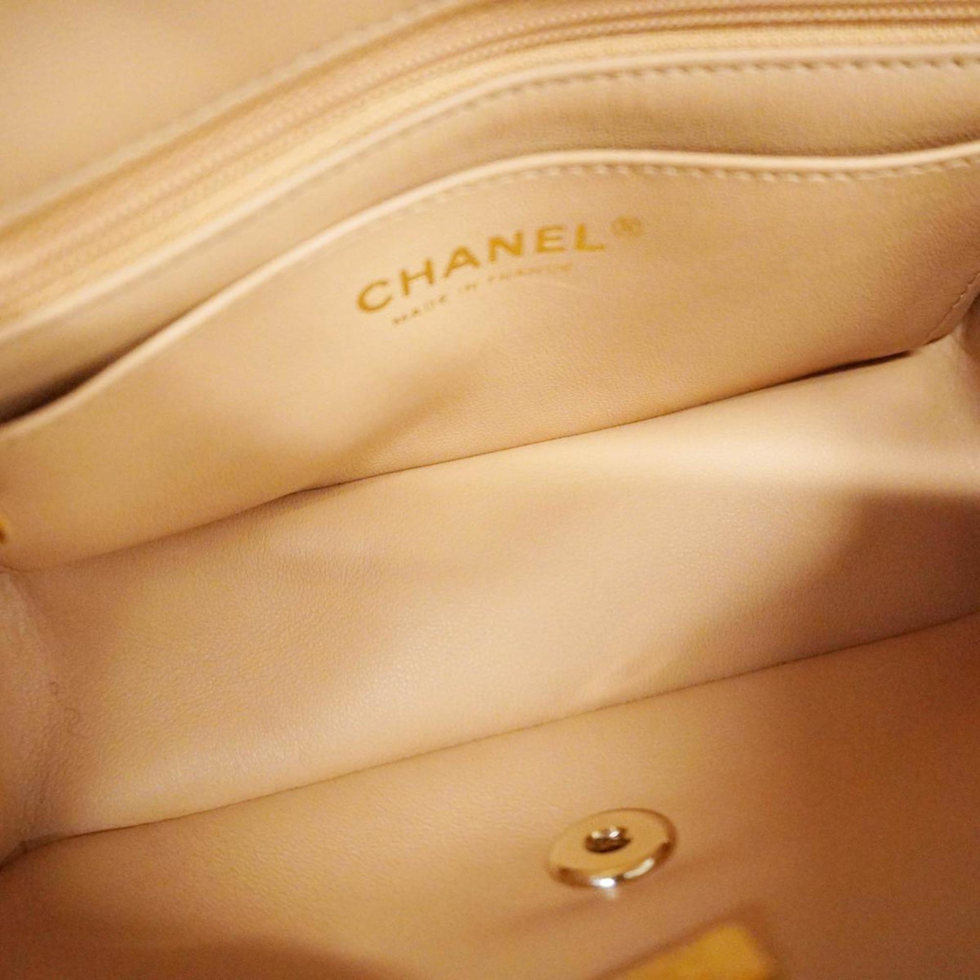 Chanel Handbag Matelasse Chain Shoulder Lambskin Pink Beige Champagne Women's