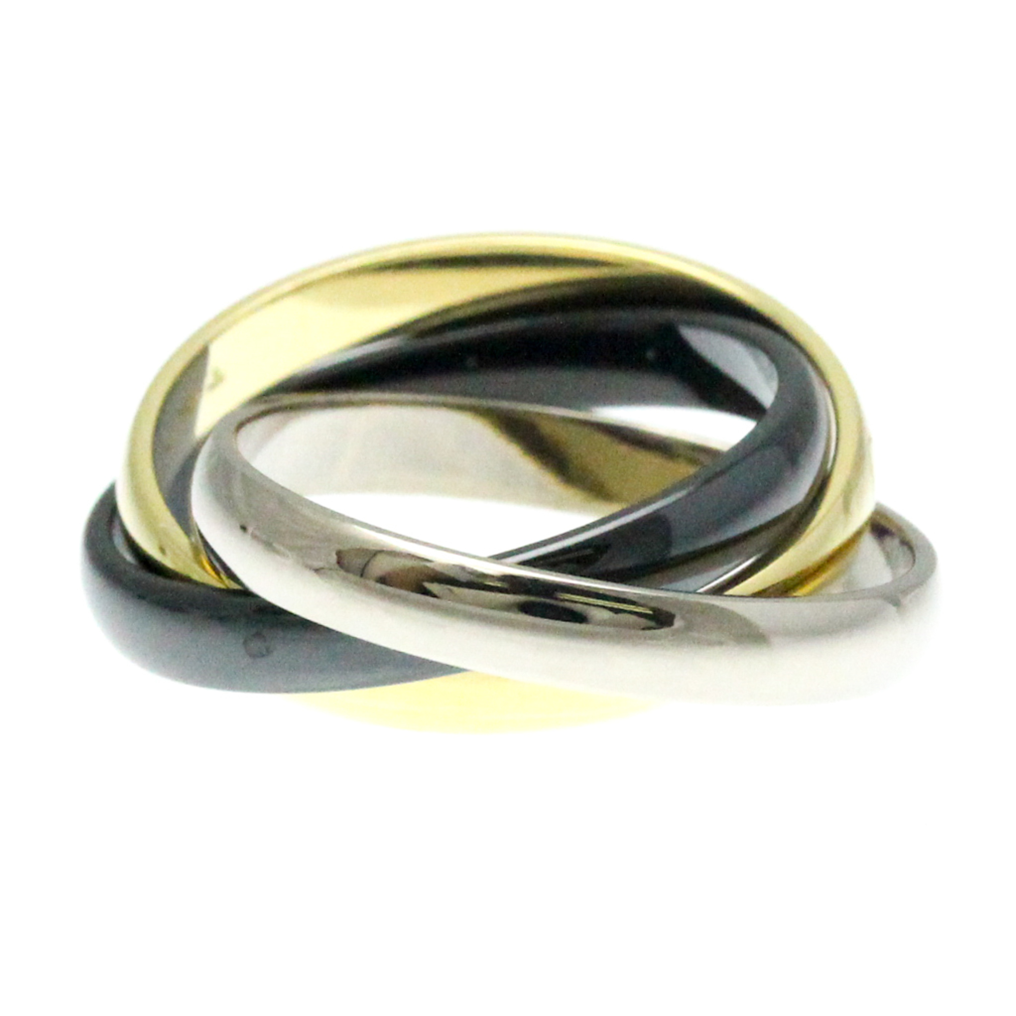 Cartier Trinity Ceramic,White Gold (18K),Yellow Gold (18K) Fashion No Stone Band Ring Black,Gold,Silver