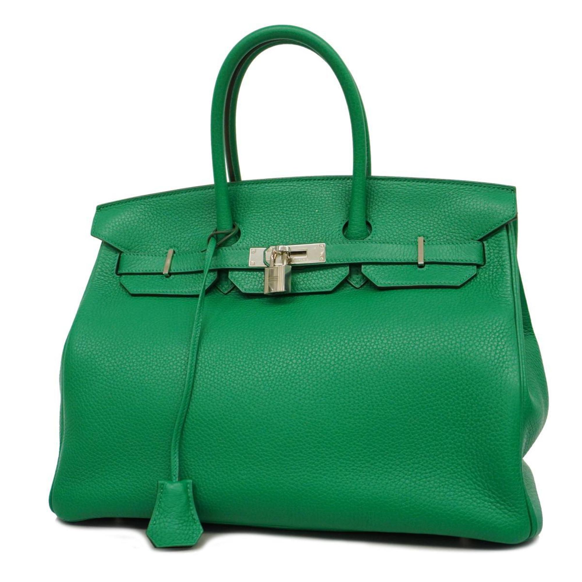 Hermes Handbag Birkin Verso 35 A Stamp Taurillon Clemence Vert Vertigo Fonce Ladies