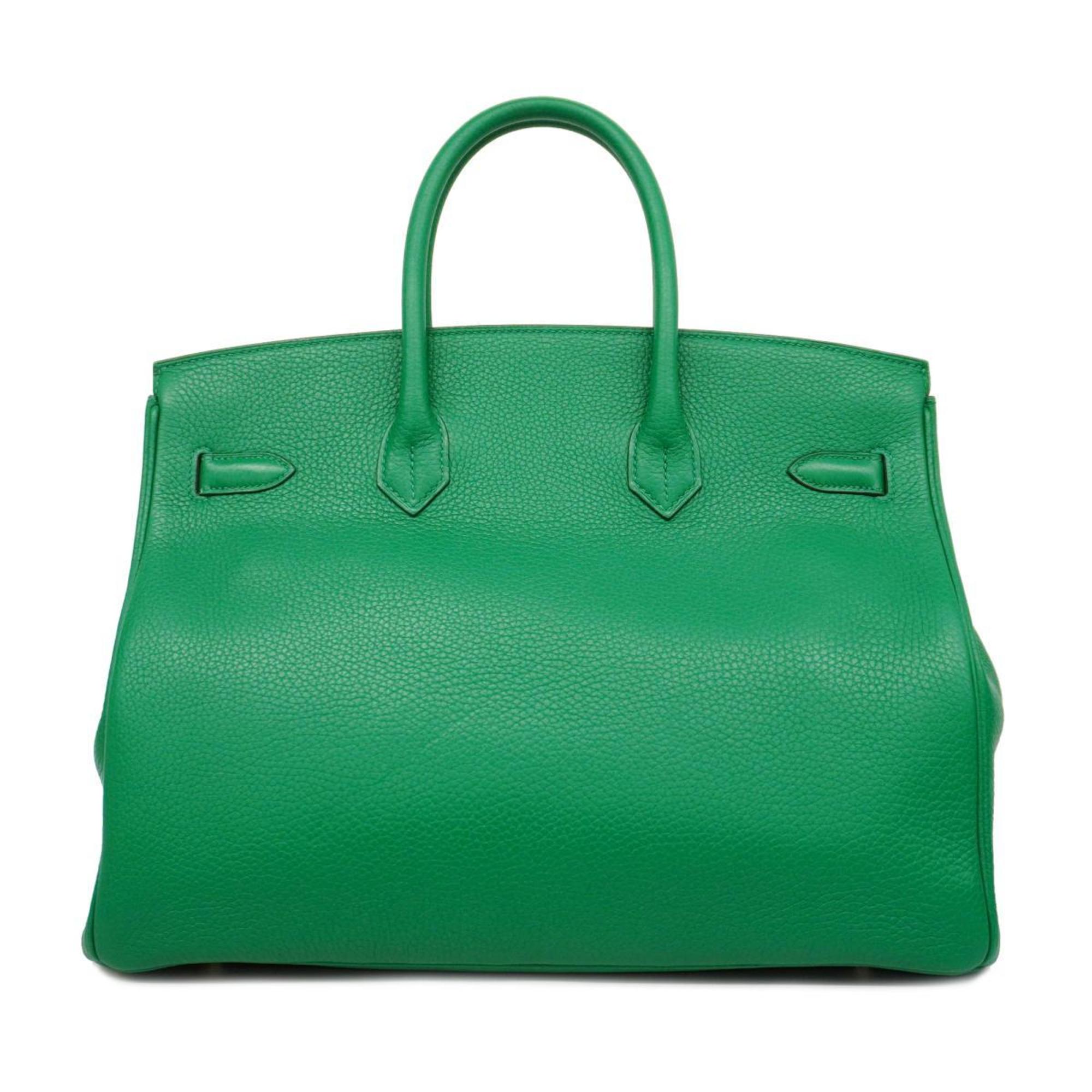 Hermes Handbag Birkin Verso 35 A Stamp Taurillon Clemence Vert Vertigo Fonce Ladies