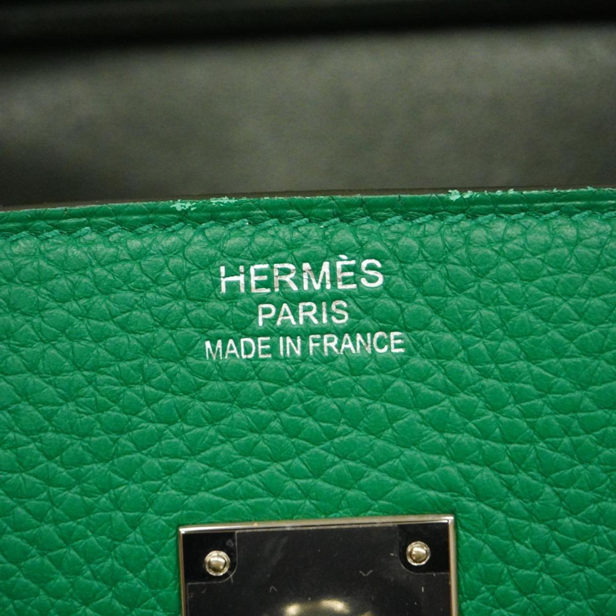 Hermes Handbag Birkin Verso 35 A Stamp Taurillon Clemence Vert Vertigo Fonce Ladies