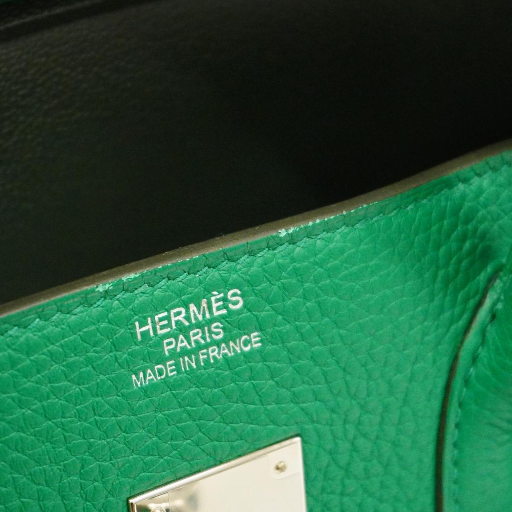 Hermes Handbag Birkin Verso 35 A Stamp Taurillon Clemence Vert Vertigo Fonce Ladies