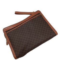 CELINE Macadam Second Bag Clutch Handbag PVC Leather Brown Compact Men's Women's Unisex