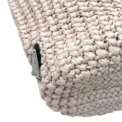 PRADA Small Crochet Tote Bag 1BG422 Pink Raffia Triangle Plate Ladies